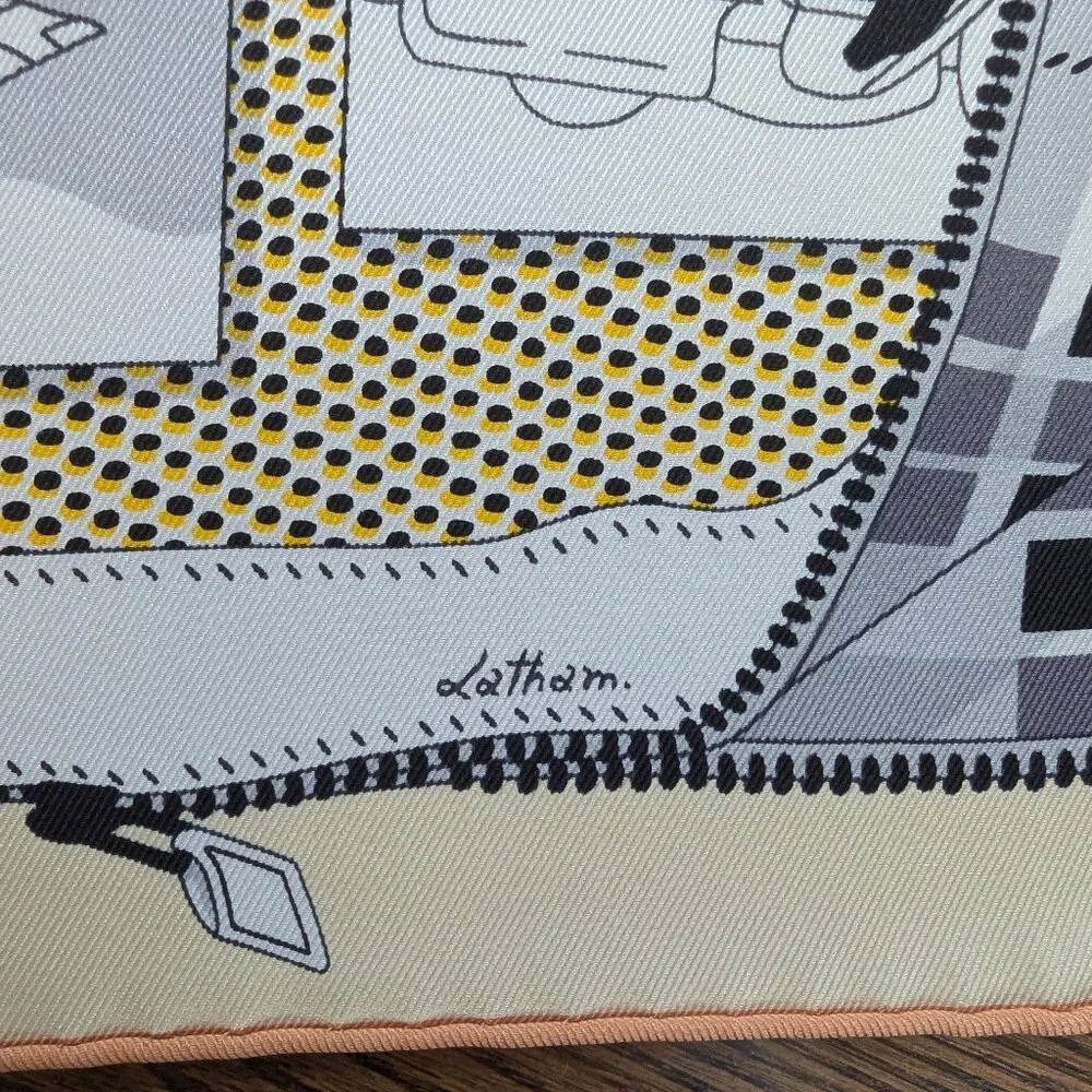 HERMES L'Elegance et le Confort en Automobile 70 cm Cream Silk Square Scarf RARE - Picture 7 of 16